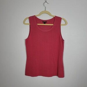 Lafayette 148 Women's Sleeveless Round Neck Tight Knit Top Light Red Size Medium
